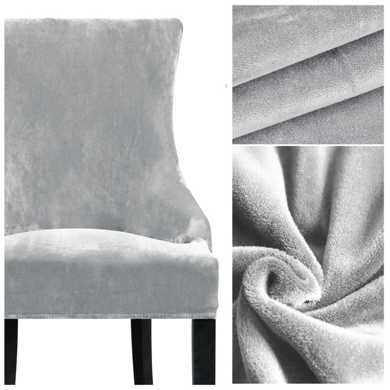 Lellen Velvet Stretch Wingback Chair Cover Slipcover - Reusable Protector Cover for Dining Room Banquet Home Decor etc Machine Washable Hand Washable (Silver Grey, 1PC) - Image 4